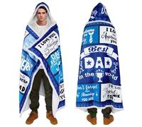 Wearable Blanket Hoodie for Dad, Fathers Day Blankets Gifts from Daughter Son, Soft Blue Throw Dad Blankets for Birthday Christmas Father's Day