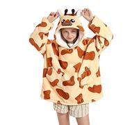Wearable Blanket Hoodie for Kids 4-12YR Oversized Animal Hooded Blanket Super Soft Comfortable Warm Flannel Giraffe