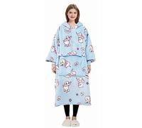 Wearable Blanket Hoodie for Kids Sherpa Patterns Oversized Sweatshirt Blanket with Pockets 6-10YR, Printing-elephant, One Size Fits All