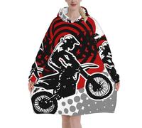 Wearable Blanket Hoodie for Women Men, Motocross Motorbike Athlete Oversized Cozy Warm Hooded Blanket Sweatshirt