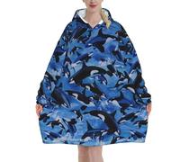 Wearable Blanket Hoodie for Women - Oversized Comfy Flannel Hoodie Blanket Sweatshirt, Snuggly Orca Printed Hooded Blanket, Cozy Gifts for Teen Girls Sister Women