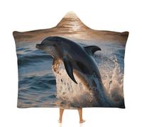 Wearable Blanket Hoodie Oversized Soft Warm Hooded Blanket Beautiful Dolphin Blanket Throw Wrap Poncho for Women, Color-5, 60"x80"