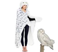 Wearable Blanket Hoodie, Snowy Owl Hooded Blanket Adults, Super Soft Flannel Owl Gifts for Women Adults and Kids