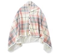 Wearable Blanket,Office Chair Blankets,Women's Poncho Portable Blanket,Checked Lap Blanket,Comfortable Poncho,Cape With Buttons For Bed,Sofa,Office,Throw Scarf,Wrap Cover (L)