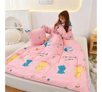Wearable Blanket with Sleeves, Thick Warm Quilt for Autumn and Winter, Multifunctional as Office Car Blanket, Folds into Pillow