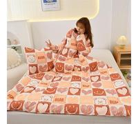 Wearable Blanket with Sleeves, Thick Warm Quilt for Autumn and Winter, Multifunctional as Office Car Blanket, Folds into Pillow