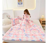 Wearable Blanket with Sleeves, Thick Warm Quilt for Autumn and Winter, Multifunctional as Office Car Blanket, Folds into Pillow