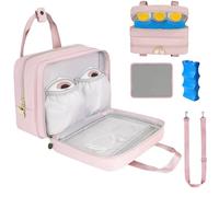 Wearable Breast Pump Bag with Cooler Compatible with Elvie, Momcozy S12 Pro, Willow & Medela Pump in Style, Carrying Case for Breast Pump and Accessories, Pink