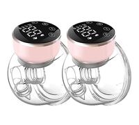 Wearable Breast Pump Hands Free of Longer Battery Life & LED Display, Portable Electric Breast Pump with 3 Modes & 9 Levels & Low Noise, 24 mm Flange, 2 Pcs Pink