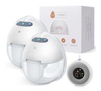 Wearable Breast Pump, SenDeluz Electrical Hand Free Breast Pump with Wireless LCD Display Controller, 2 Packs