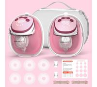 Wearable Breastfeeding Pump, Maypott Hands-Free Breast Pump Ideal Rhythm for More Milk, Leak Proof Memory Function Automatic Shutdown Breast Pump, Double Fit Flange with 4 Modes & 15 Levels,210ml