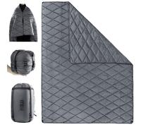 Wearable Camping Blanket, Lightweight Waterproof Thermal Camping Quilt with Snap Buttons, Packable for Office, Outdoor, Hiking, Beach, Car-Machine Washable(M -190x132CM L-158x208CM) (Grey, L)