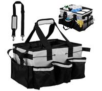 Wearable Cleaning Caddy Bag, Large Cleaning Supplies Organizer with Handle and Adjustable Strap, Kitchen Caddy Organizer with 5 Compartments for Housekeepers, Under Sink and Car Cleaning Organizer