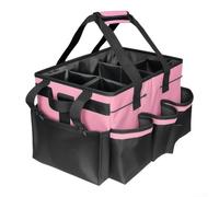 Wearable Cleaning Caddy Bag Multi-Compartment Tool Kit Waterproof Storage Tote for Janitorial Supplies Garden Tools - Black 36.5x25.2x22.5cm(pink)
