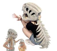 Wearable Dinosaur Skeleton Spinosaurus Plush Dino Outfit 3D Skull Headpiece with Plush Spine for Family Entertainment Parties (Grey,M)