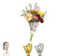 Wearable Flower Bouquet Clip, Artful Flower Vase Brooch,Fashion Floral Lapel Pin, Clothing Accessories DIY Wedding Brooches Kit(Silver)