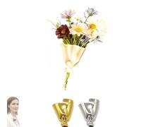 Wearable Flower Bouquet Clip, Artful Flower Vase Brooch,Fashion Floral Lapel Pin, Clothing Accessories DIY Wedding Brooches Kit(Gold)