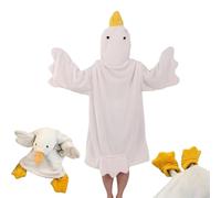 Wearable Goose Blanket Hoodie Onesie, Funny White Goose Plush Pajamas for Adults, Super Soft Flannel Warm Fleece Lined Onesie Costume, Ideal for Daily Home Wear, Cosplay, Party Holiday Gifts