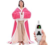 Wearable Heated Throw Blanket Electric Snuggle - Heated Robe with Foot Pocket for Adult, Winter Gifts for Mom Women 5-Position Timer 10-Heating Levels,50 * 70",Fuchsia