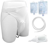 Wearable Men's Urinal, Reusable Male Urine Bag, Silicone Urinal Urine Collector, Portable Urinals with Urine Catheter Bags (2000ML*1+1000ML*1),Old people