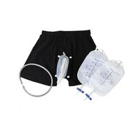 Wearable Men's Urinal Urinal System Wearable Urinal for Men with 2 Collection Urine Bag Reusable Portable Silicone Urinal Male Incontinence Device with Elastic Waistband for Men Elderly Bedridden (M)