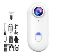 Wearable Mini Camera, 360-degree Rotating Magnetic Clip, 4k Waterproof Sports Camera, 150 Minutes Of Long-lasting Recording, Wi-fi Direct Connection To Portable Camera (White 1080P)