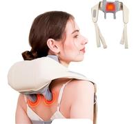 Wearable Neck Massager wiht Heat, Deep Tissue Shiatsu Massage for Pain Relief, Cordless Rechargeable, for Neck, Traps, Shoulder, Back, Muscles, Stress, and Tension