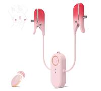 Wearable Nipple Clamp Vibrator for Women - 2 in 1 Nipple Clitoral Clamps Stimulator Adjustable Adult Sex Toy with 10 Vibrating Mode, Remote Control for Female Couple Pleasure Pink Massager Sex Toys