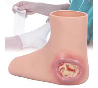 Wearable Silicone Foot Wound Care Model, Realistic Stage III Heel Pressure Ulcer Simulator, Decubitus Sore Nursing Manikin for Medical Training, Student Practice & Clinical Skills Lab