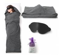 Wearable Sleep Pod Blanket with 3D Memory Foam Eye Mask & Lavender Scent Sachet, Soft Compression Sleep Sack for Adults, Hooded Sensory Sleeping Bag, Portable Warm Cozy Sleep Cocoon, Grey 185x50cm