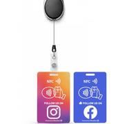 Wearable Social Media Card for Instagram&Facebook, Retractable Badge Reel