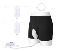 Wearable Urine Bag Incontinence Pants for Men, Reusable Portable Urine Collection Bag with Urinary Catheter, Leak Proof Leg Pee Bag with Elastic Waistband for Men Elderly Bedridden, Black (M)