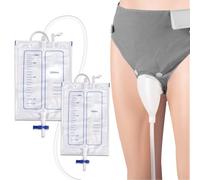 Wearable Urine Collector for Men Grey with Support Brief and 1000ml 2000ml Collection Bags, External Catheter for Men for Comfortable Daily and Night Use