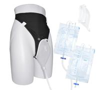 Wearable Urine Collector Set with Breathable Fixed Pants, 1.2M Catheter, Urinary Drainage Bags (1000ml, 2000ml) for Day and Night Use, Silicone Urine Collection Pouch, Elderly Men Black