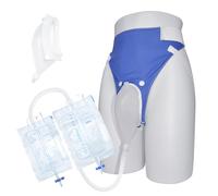 Wearable Urine Collector with Breathable Cotton Fixing Pants Urinary Drainage Bag Set with 2000ml Night Bag 1000ml Day Bag Silicone Urine Catching Capsule and 1.2M Catheter, Elderly Blue