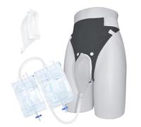 Wearable Urine Collector with Soft Cotton Fixing Pants Reusable Silicone Capsule and Urinary Drainage Bag Set with 2000ml Night Bag 1000ml Day Bag and 1.2M Catheter for Daily Use, Elderly Grey