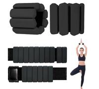 Wearable Wrist & Ankle Weights 2LB, Silicone Bracelet Wrist Bangles for Women and Men, Workout Resistance Weights for Exercise, Jogging, Yoga, Gym, Strength Training (Black 2 LB 1 Pair (1 LB Each))
