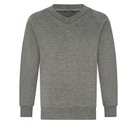 WearAll Boys Girls Unisex Back to School V Neck Sweat Fleece Jumper Classic Sweatshirt Jumpers Kids Uniform of Different Ages Grey 28