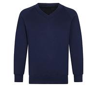 WearAll Boys Girls Unisex Back to School V Neck Sweat Fleece Jumper Classic Sweatshirt Jumpers Kids Uniform of Different Ages Navy 34