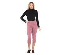 WearAll Cropped Trousers for Women UK Ladies Capri Trouser Summer Pants Short Crop Stretch 3/4 Length Three Quarter Pedal Pusher Clothes Elasticated Bengaline Cut Off Dusky Pink 18