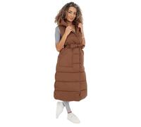 WearAll Elevate Your Style Women's Italian Belted Hooded Long Gilet Quilted Padded Warmth with Stylish Silhouette Perfect for City Strolls and Outdoor Adventures Brown 10-18