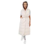 WearAll Elevate Your Style Women's Italian Belted Hooded Long Gilet Quilted Padded Warmth with Stylish Silhouette Perfect for City Strolls and Outdoor Adventures Cream 10-18