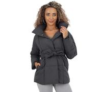 WearAll Elevate Your Winter Style Women Italian Belted Hooded Jacket Coat Quilted Padded Warmth with Stylish Silhouette Functional Pockets Uk Size 8-16 Charcoal