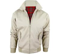WearAll Harrington Jacket Adults Unisex Mens Ladies Womens Vintage Classic Retro Scooter 1970'S Bomber MOD Skin Tartan Lining Coat Top Beige Size 4XL
