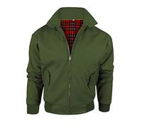WearAll Harrington Jacket Adults Unisex Mens Ladies Womens Vintage Classic Retro Scooter 1970'S Bomber MOD Skin Tartan Lining Coat Top Khaki Size M