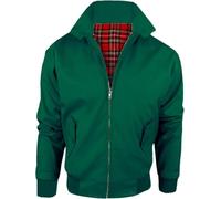 WearAll Harrington Jacket Adults Unisex Mens Ladies Womens Vintage Classic Retro Scooter 1970'S Bomber MOD Skin Tartan Lining Coat Top Green Size 3XL