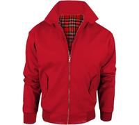 WearAll Harrington Jacket Adults Unisex Mens Ladies Womens Vintage Classic Retro Scooter 1970'S Bomber MOD Skin Tartan Lining Coat Top Red Size 3XL