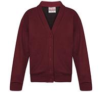 WearAll Kids Girls Cardigan Back to School Plain V Neck Child Pullover Uniform Sweater Top Unisex Maroon 26