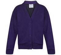 WearAll Kids Girls Cardigan Back to School Plain V Neck Child Pullover Uniform Sweater Top Unisex Purple 34