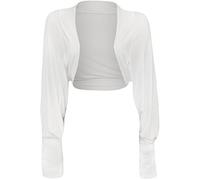 WearAll Ladies Batwing Shrug Top Womens Bolero Cardigan White 8/10